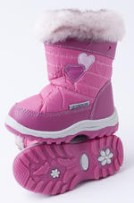 Girl's Fleece Lined Hearts Snow Boots (Pink)